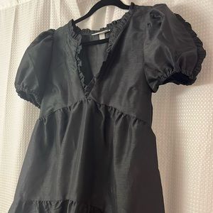 Kika Vargas for Target Midi Dress Black Tiered Medium Ruffle Puff Sleeve